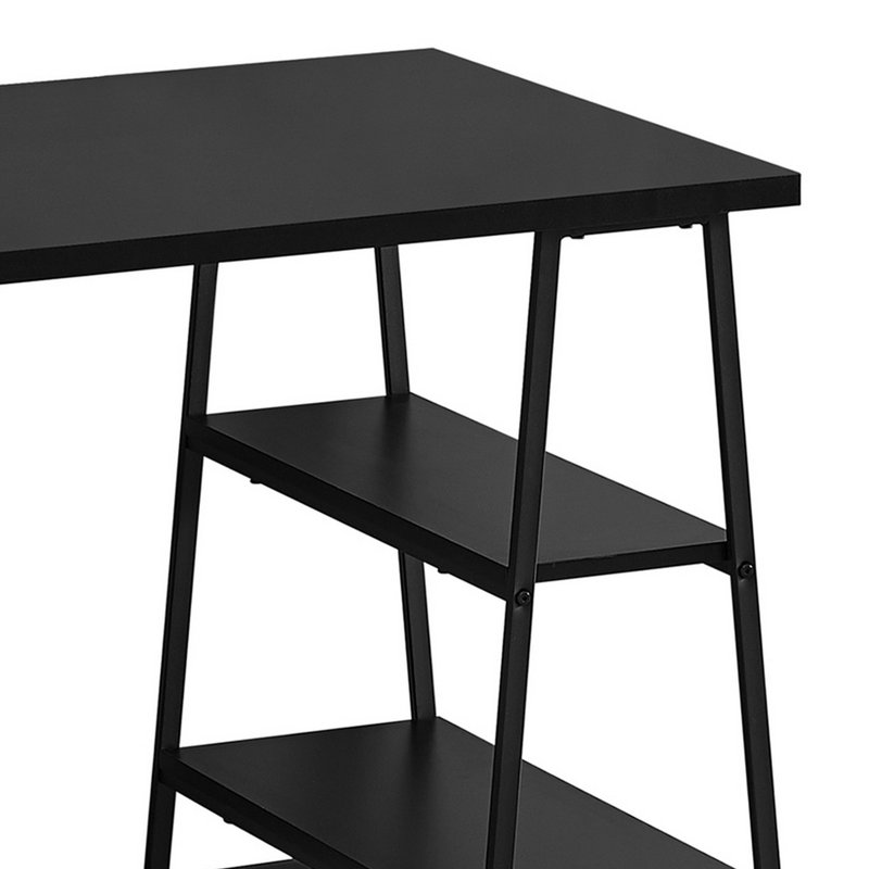 Allyssa Computer Desk, Home Office, Laptop, Storage Shelves, 48"L, Work, Metal, Laminate, Black