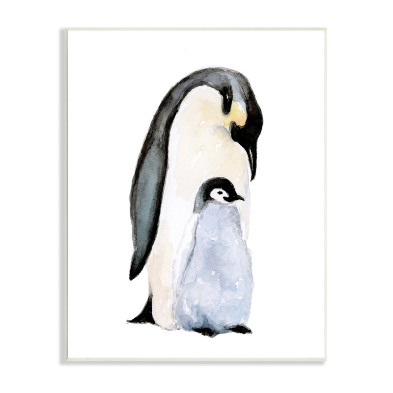 Chambre de bébé arctique pingouin et poussin par Fox Hollow Studios - Peinture, H 15 po x l 10 po x P 0,5 po, Bois sans cadre