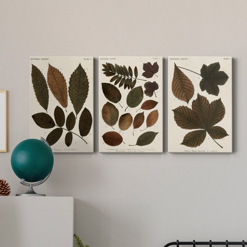 Autumnal Leaves I - Ensemble de 3 toiles tendues, H 12 po x l 24 po x P 1 po