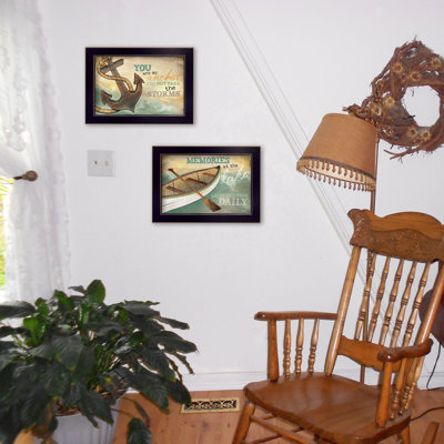 «Memories at the Lake», art mural encadré 2 pièces pour salon, décoration murale par Marla Rae
