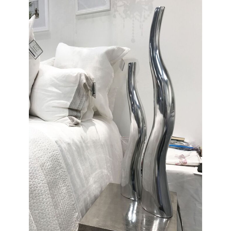 Roarke (Set Of 2) Modern Tall Silver Squiggly Vases