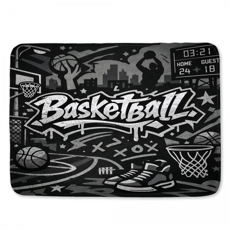 Tapis de bain Basketball Graffiti Art, 34in W x 21in L