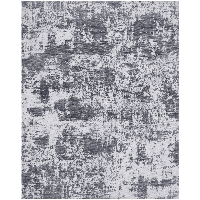 Abstract Indoor Rug, Rectangle 7'6" x 9'6", Charcoal Marble