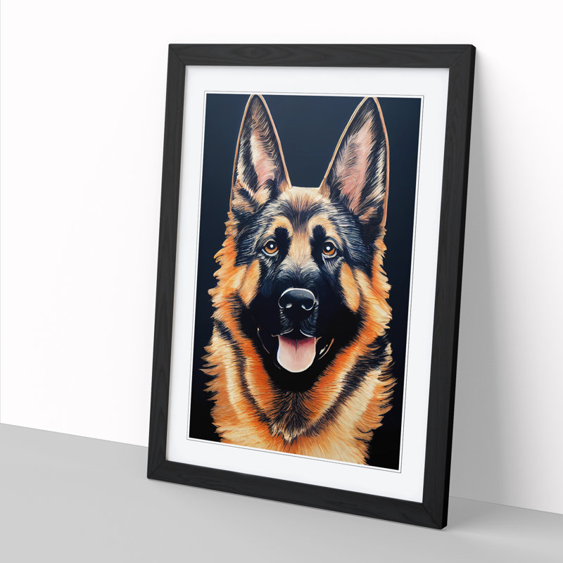 FRM-V0523-1068X German Shepherd Portrait Vol.2 - Picture Frame Print, Black Framed, 34cm H x 25cm W x 2cm D