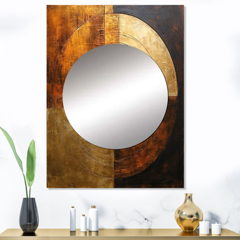 Nastasi Bronze Brilliance Symetry - Abstract Shapes Mirror, Modern Decorative Wall Mirror, Printed Metal Art, 40" x 30"