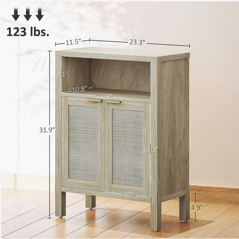 Armoire à café avec tablette réglable, armoire avec rangement, Naturel