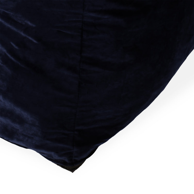 Allea Velveteen Bean Bag Chair With Armrests, Dark Blue Velvet