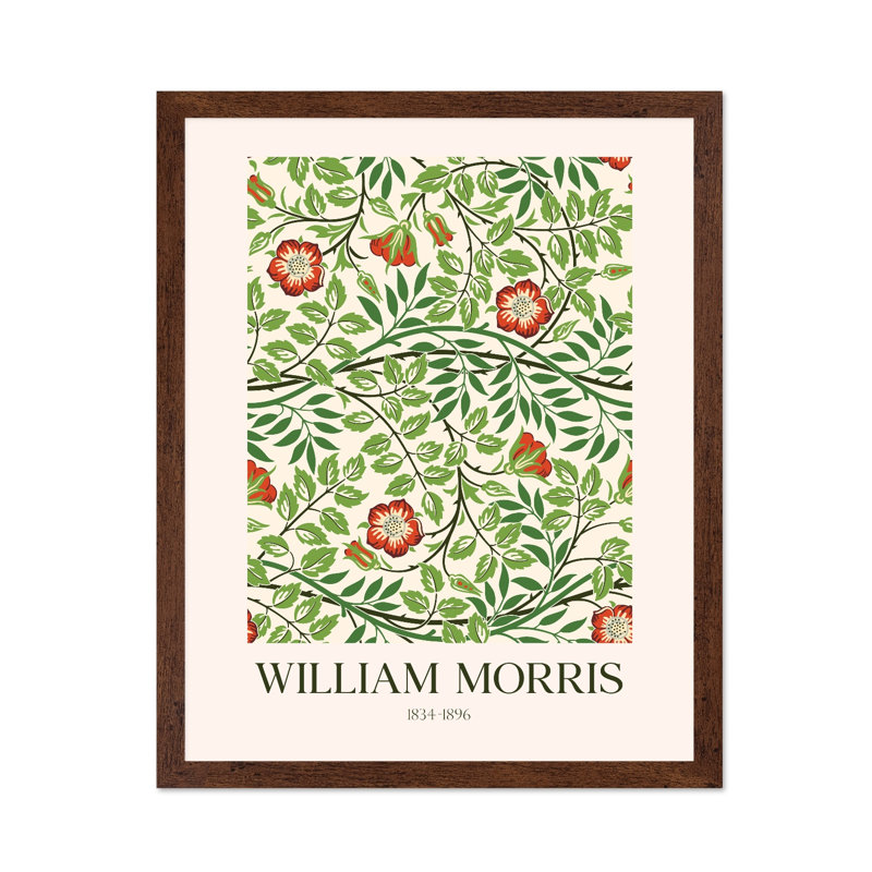 William Morris - motif de fleurs n ° 1, Affiche, H 18 po x l 24 po, Encadrement brun