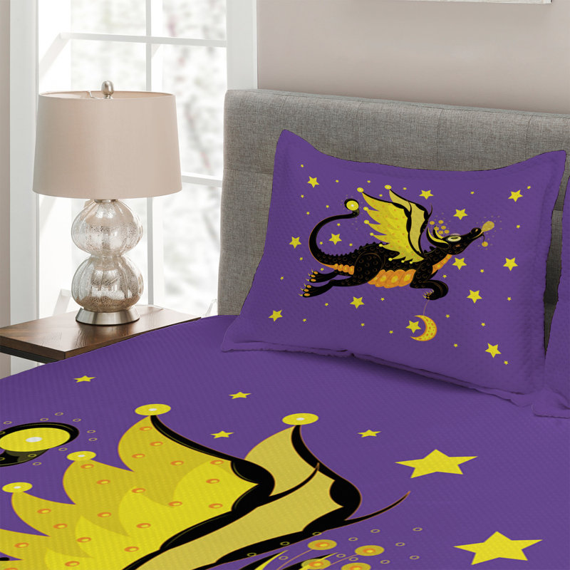 Dragon Coverlet, King Bedspread + 2 Shams