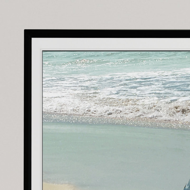 « beach set héron », reproduction de photo sur toile tendue, H 30 po x l 40 po x p 1,5 po, Cadre noir