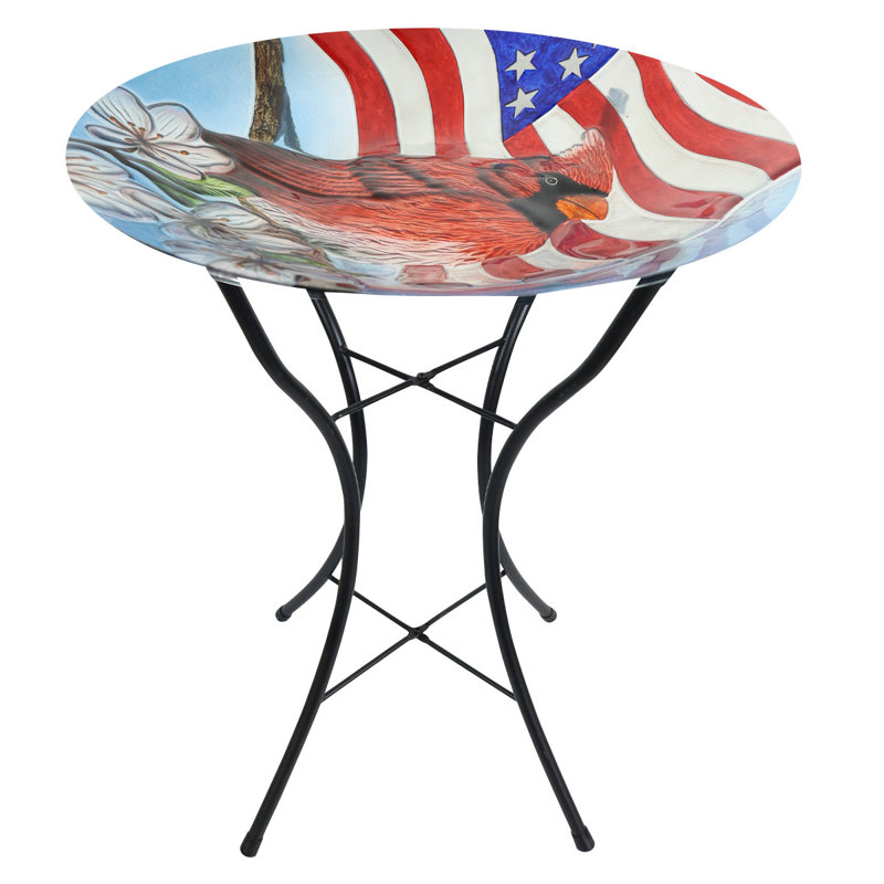 Bain d'oiseaux en verre American Cardinal