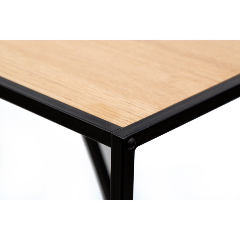Table basse industrielle allemande avec plateau en bois, H 17,8 po x L 35,5 po x l 15,8 po