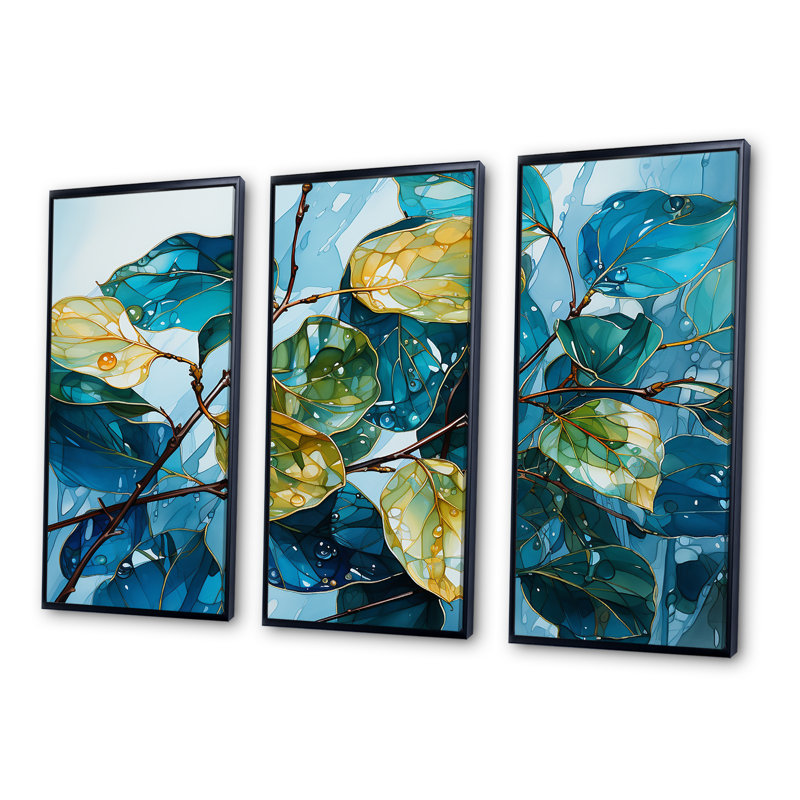 Ensemble de salon Leaves Charm, Cadre flottant noir, H 28 po x l 36 po x P 1 po