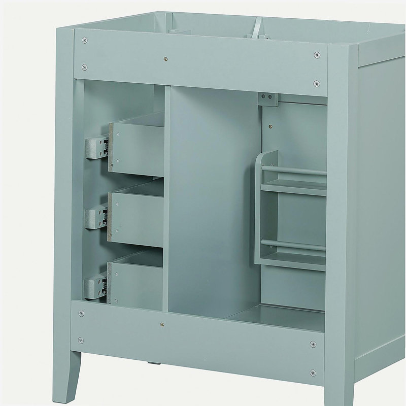 Meuble-lavabo de 30 po sans lavabo, base d'armoire seulement, armoire de salle de bain avec tiroirs, structure solide et panneau de fibres à densité moyenne, vert