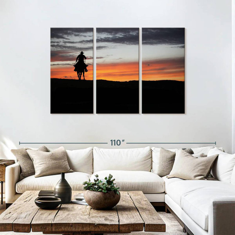 Lelar Cowboy At Dusk, 48" H x 74" W