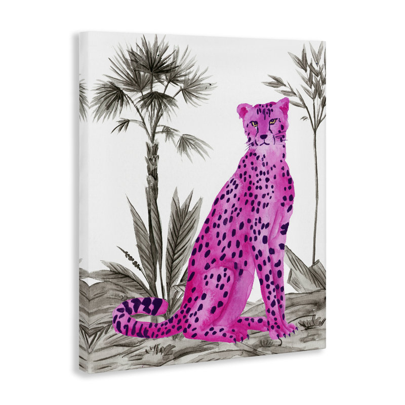 Art mural sur toile Neon Leopard Prowl, design par Melissa Wang, H 20 po x l 16 po