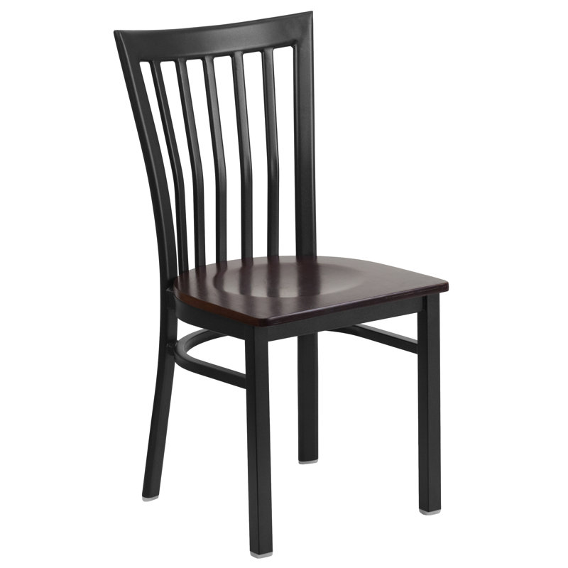 Oliverson School House Back Metal Restaurant Chair, Walnut