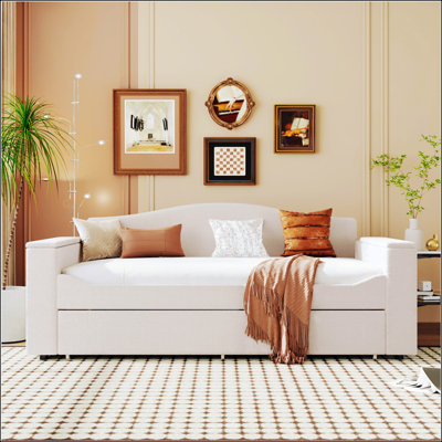 Upholstered Daybed With Storage Armrests