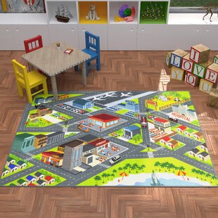 Kids Car Road Rugs City Map Play Mat for Classroom/Baby Room Non-Slip Rubber Back, Size: 5 by 7 Feet