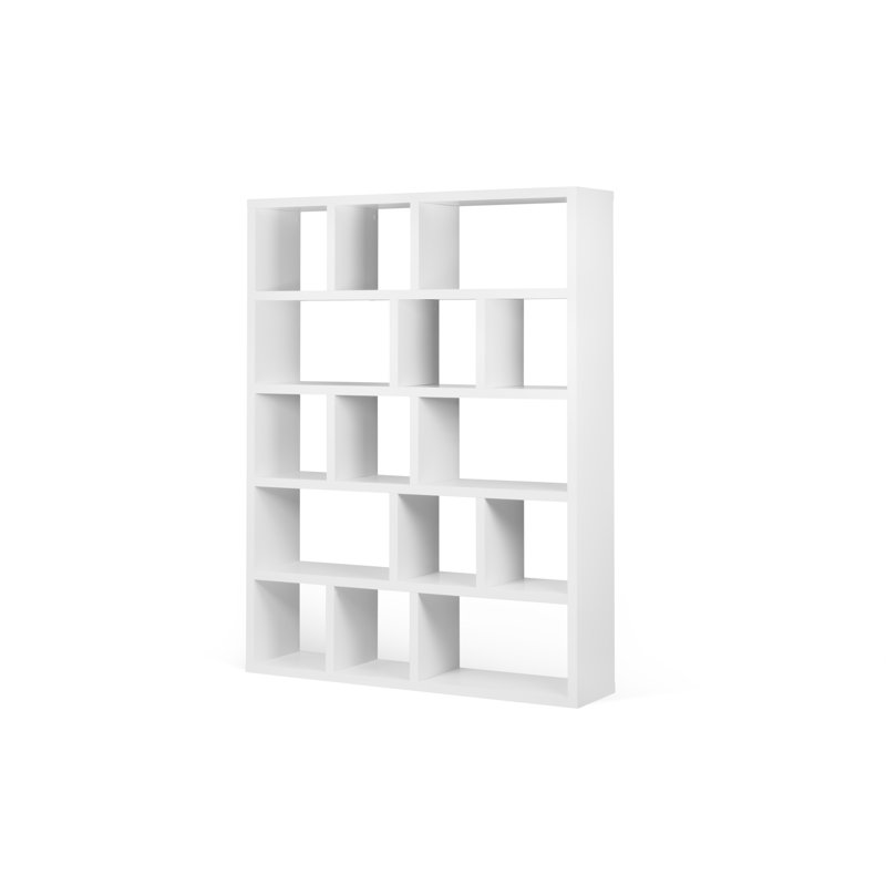 Bibliothèque en bois manufacturé Stetson, Blanc pur, (Cinq tablettes) H 78 po x l 59 po x P 13 po
