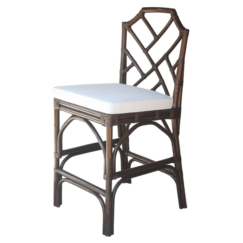 Jaime Rattan Counter Stool with Footrest , Brown