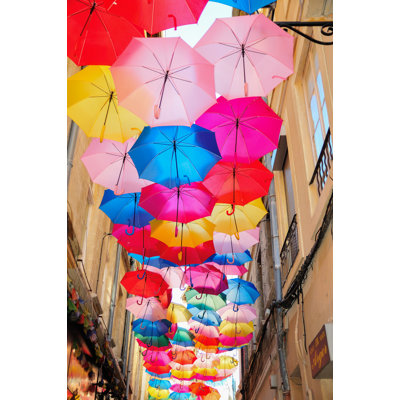 " Umbrella Alley, Umbrella's Above, Colorful, Red, Blue, Yellow, Bright "