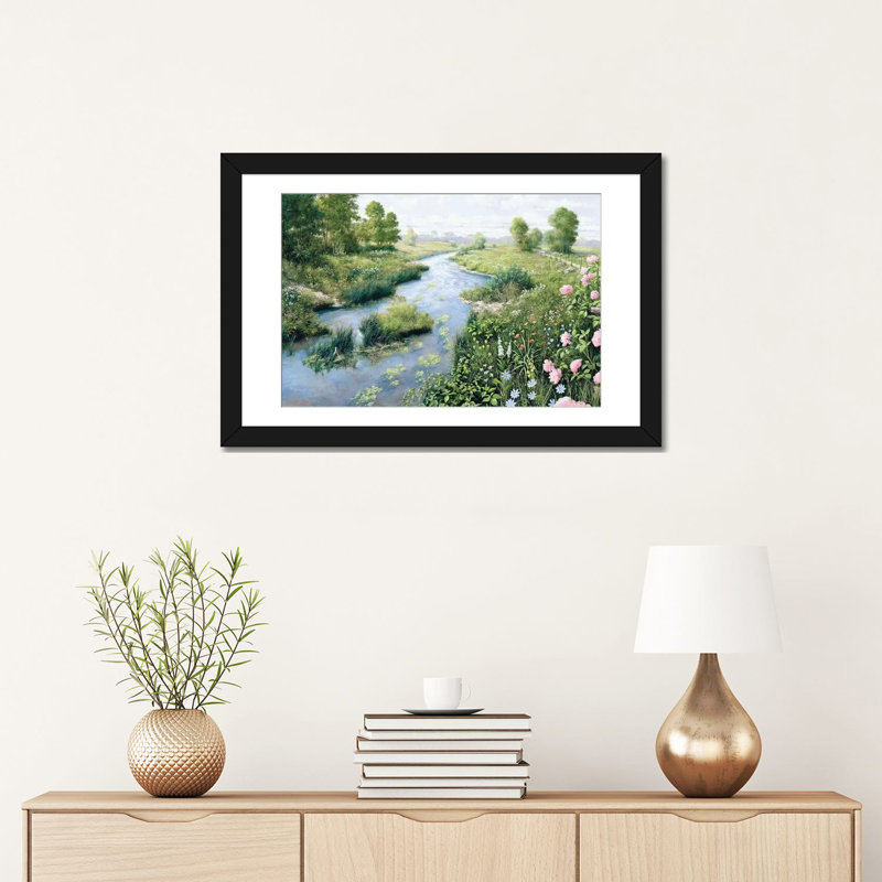 «Summer», reproduction sur toile, Papier d'art encadré noir, H 16 po x l 24 po x P 1 po, Blanc