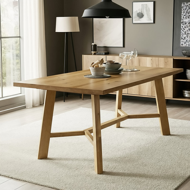 Alderon Modern 70.9" Solid Wood Rectangular Dining Table, Light Wood