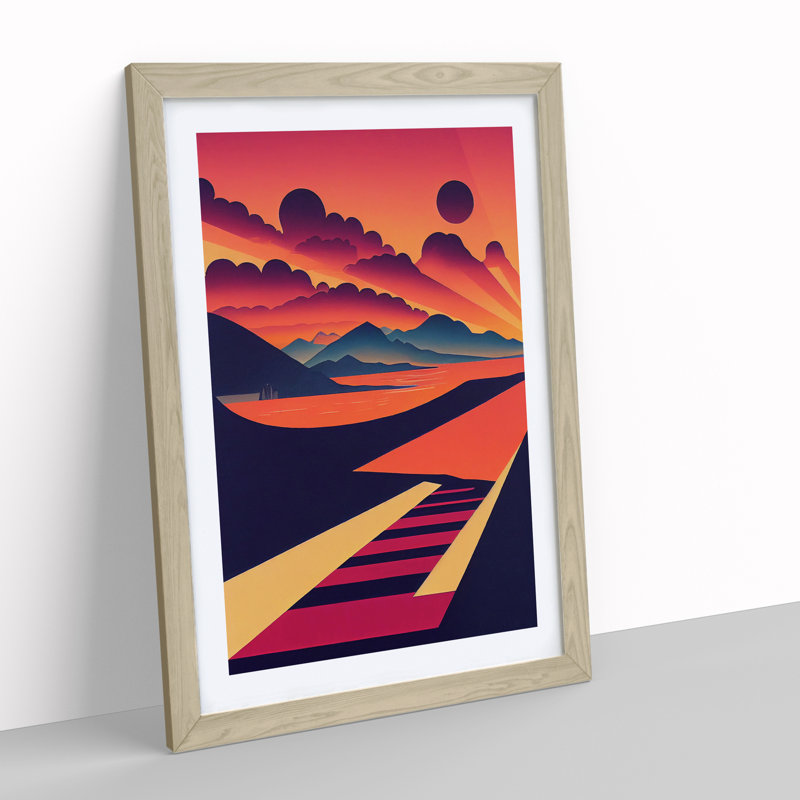 Breathtaking Sunset - Print, 66cm H x 48cm W x 2cm D, Oak Framed, White