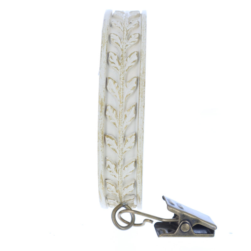 Anneau de rideau feuille Bearden, Blanc doré de France