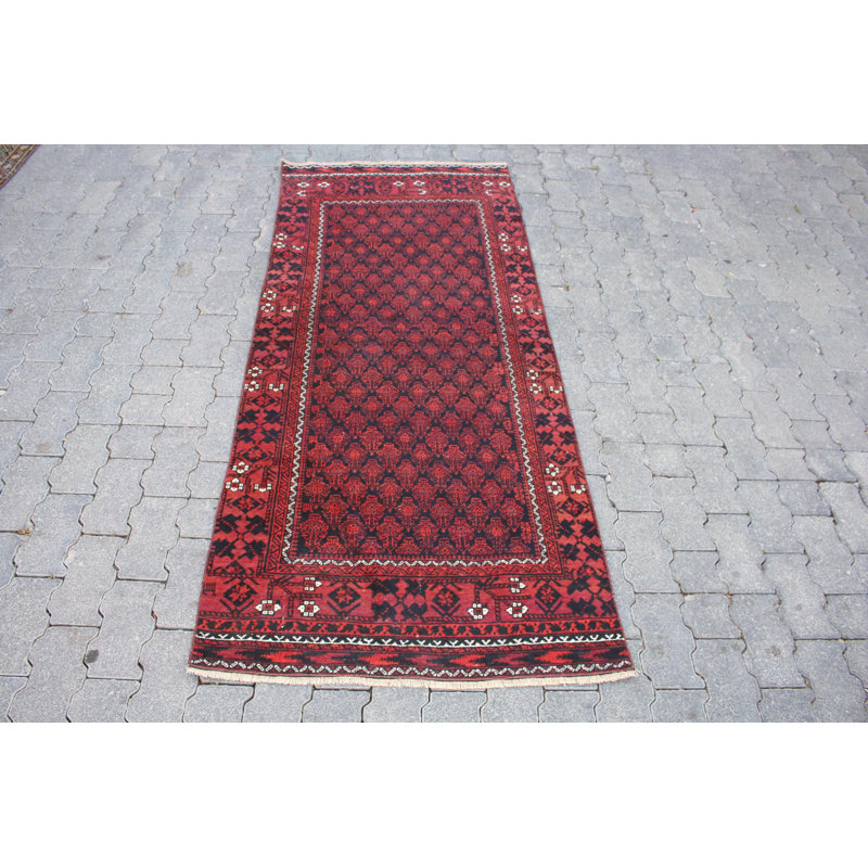 Tapis turc rétro rouge vif avec des motifs complexes - décoration intérieure authentique tissée à la main