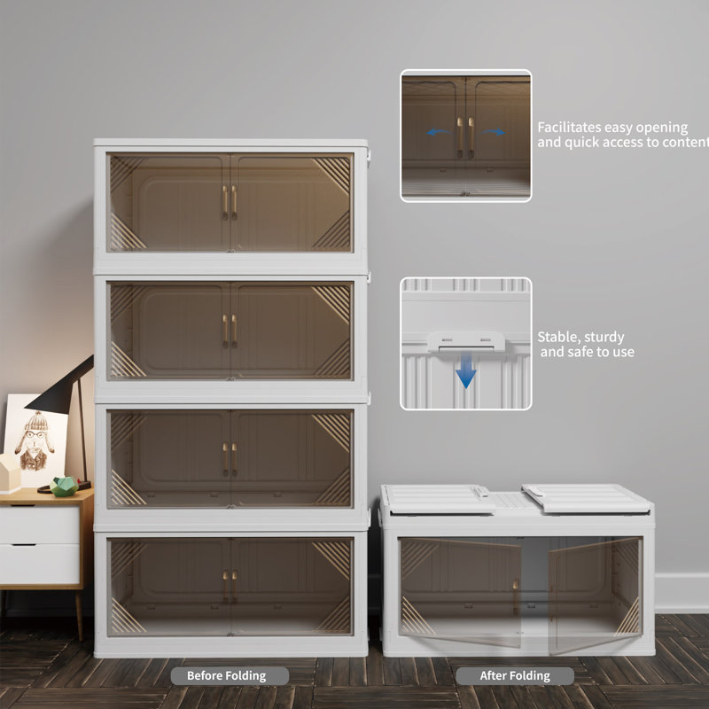 4 Pack Stackable Folding Storage Closet with Lid