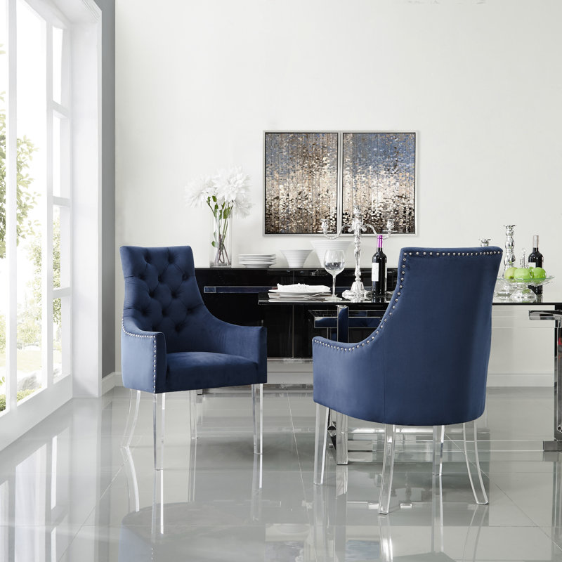 Chaise Baek, Velours bleu marine