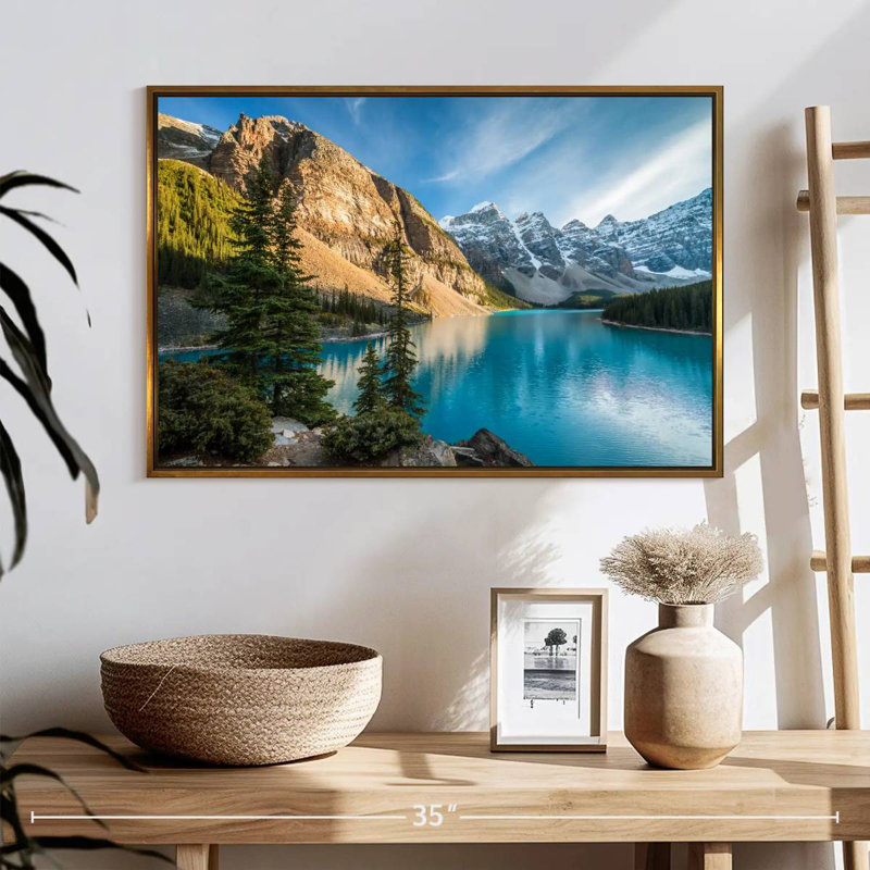 Lac Moraine Glorious, Cadre flottant doré, 25 po x 17 po