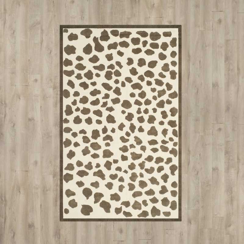 Ivory and Grey Hand-Tufted Wool Kids Area Rug, 5' x 8'
