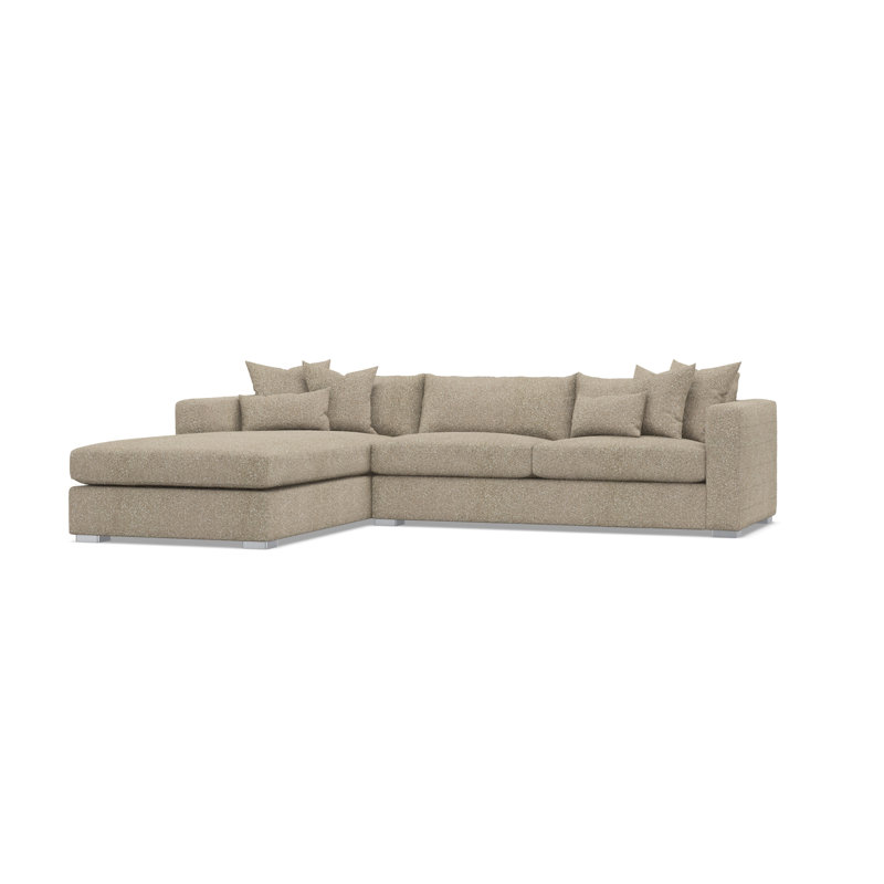 Chaise Sectional, Left Hand Facing, Tan Boucle