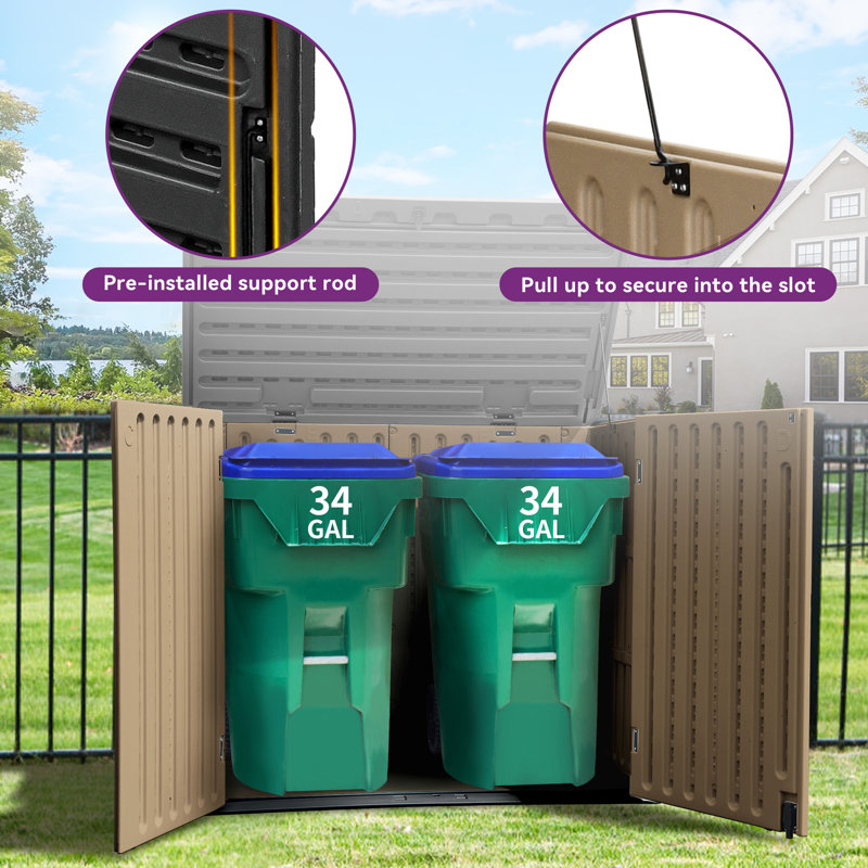 Brown Resin Double Door Outdoor Storage Shed, 35 cu ft