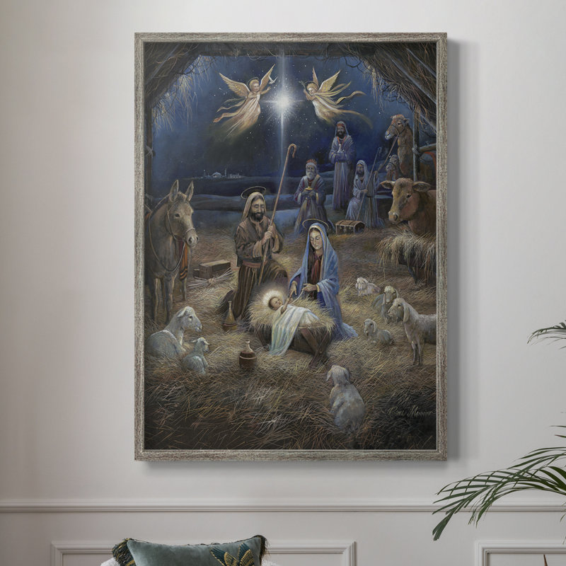 «Silent Night», reproduction encadrée - bois massif, H 15 po x l 12 po