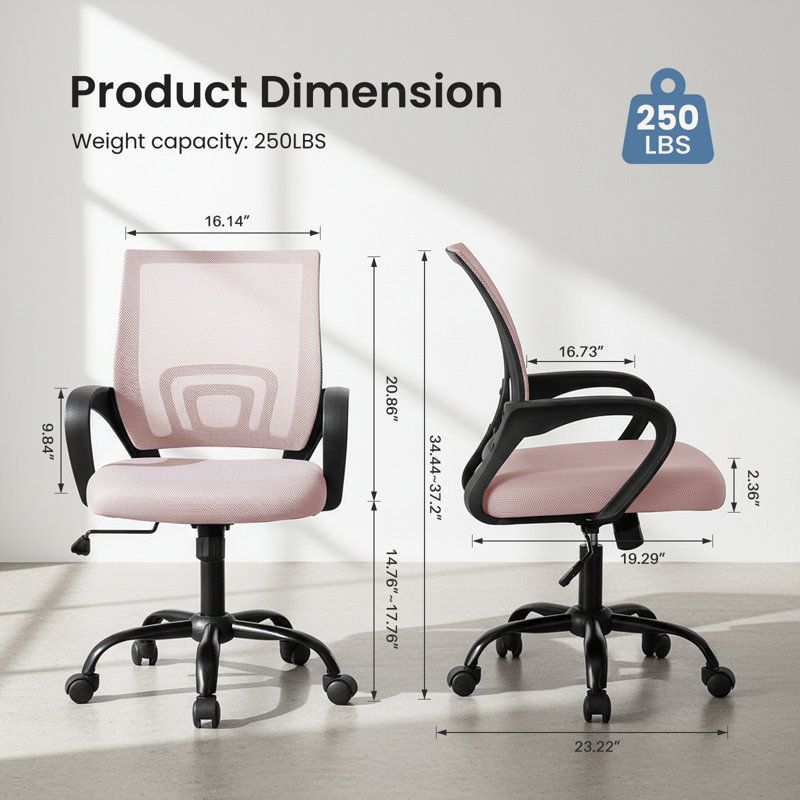 Adjustable Office Chair with 360°Rotation, Height and Tilt Control,Pink, Pink