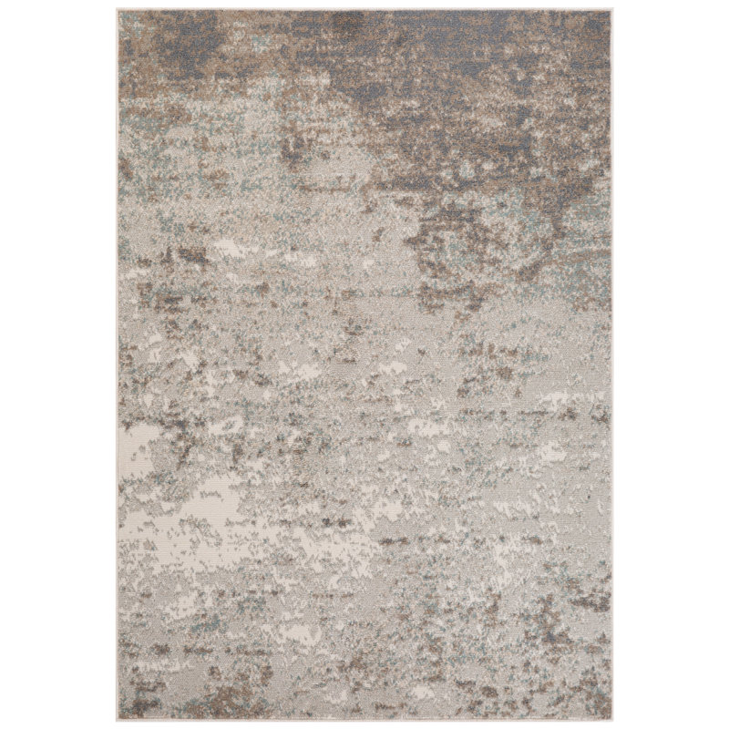 Tapis bleu / beige Nemohe, Rectangle de 5 pi 3 po x 7 pi 6 po