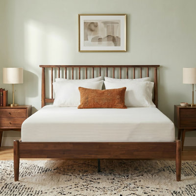 Ariona Full Size Bed Frame - AIB-44-F with Solid wood Headboard & Footboard, Center Metal Legs, 12 Durable Slatted Base, No Box Spring Needed, Easy Set Up, Anti-Slip & Noise-Free, Warm Walnut