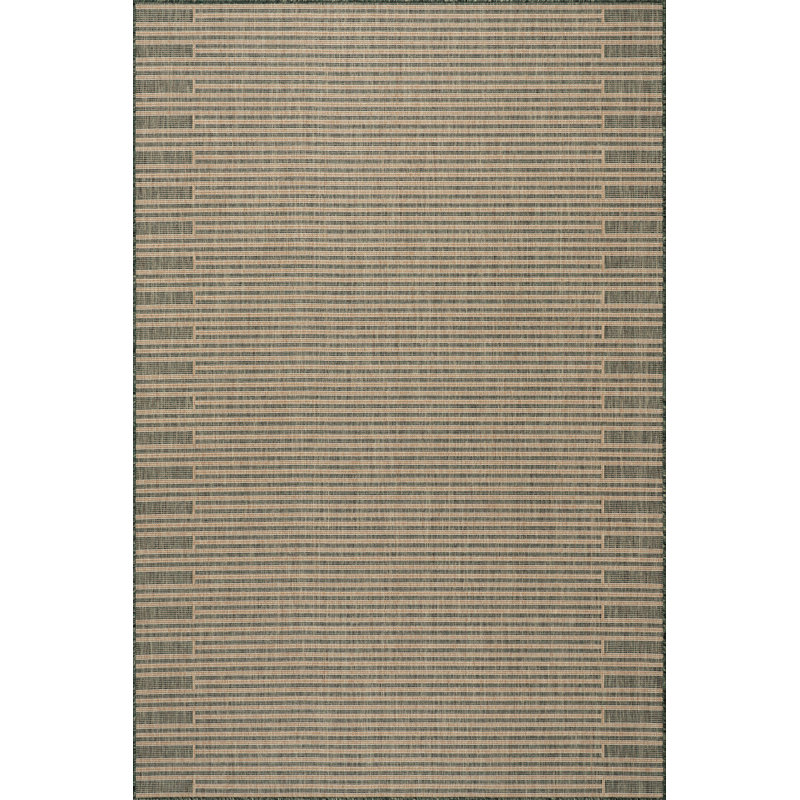 Debrin Striped Indoor/Outdoor Area Rug, Rectangle 6'7" x 9'