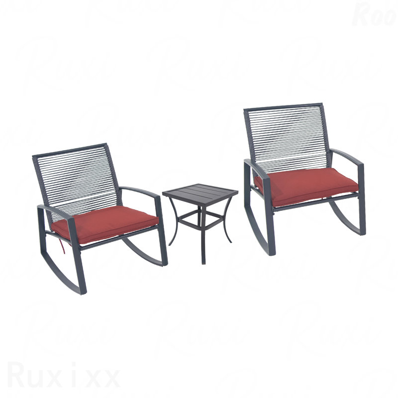 Ensemble de conversation bistro en métal pour 2 personnes, Rouge