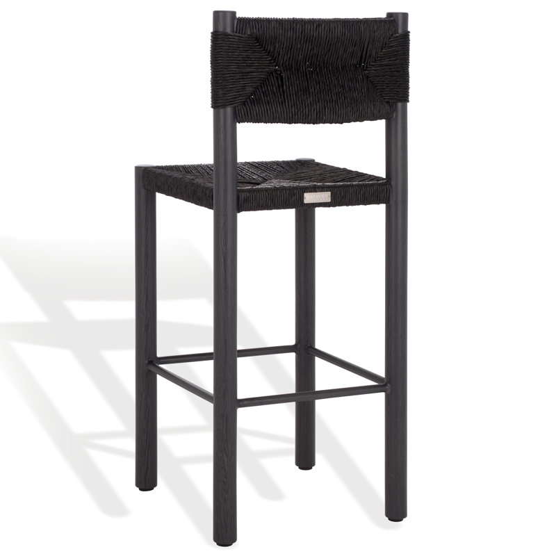 Romona Rattan Weaving Outdoor Barstool, Black