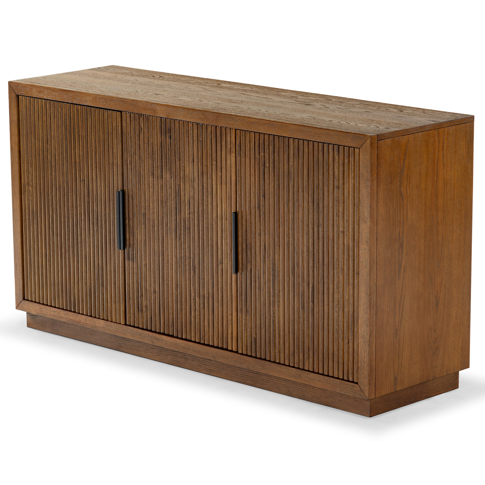 Carmelita 3 Door Reeded Sideboard, Medium Oak