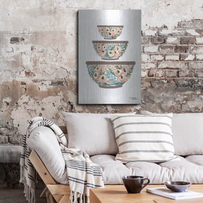  'Floral Mixing Bowls' by Michele Norman Metal Wall Art, 24" x 36"
