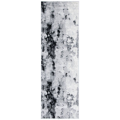Leonaldo Abstract Machine Made Power Loom Polypropylene Area Rug in Gray/Black
