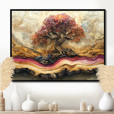Rose doré, marbre infini, arbre de vie I - arbre de vie, art mural