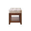 Banc de rangement en bois cannelé, assise rembourrée et capitonnée avec tablette inférieure à lattes, banc organisateur de chaussures d'entrée-1405592343