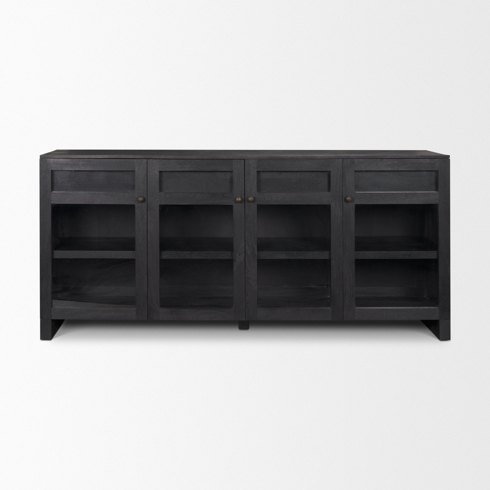 Stonewall Light Brown Wood w/ Glass Doors Sideboard, Black